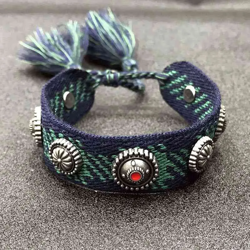 Marca Fateama, hermosa pulsera de remache trenzado de hilo de algodón mezclado para todas las joyas populares poper, el mejor regalo