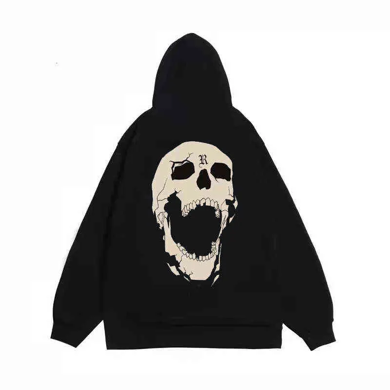 High Winter Street Hip Hop Ins Skeleton Sweater Loose Terry Men's and Women's Fashion Hoodie Coat