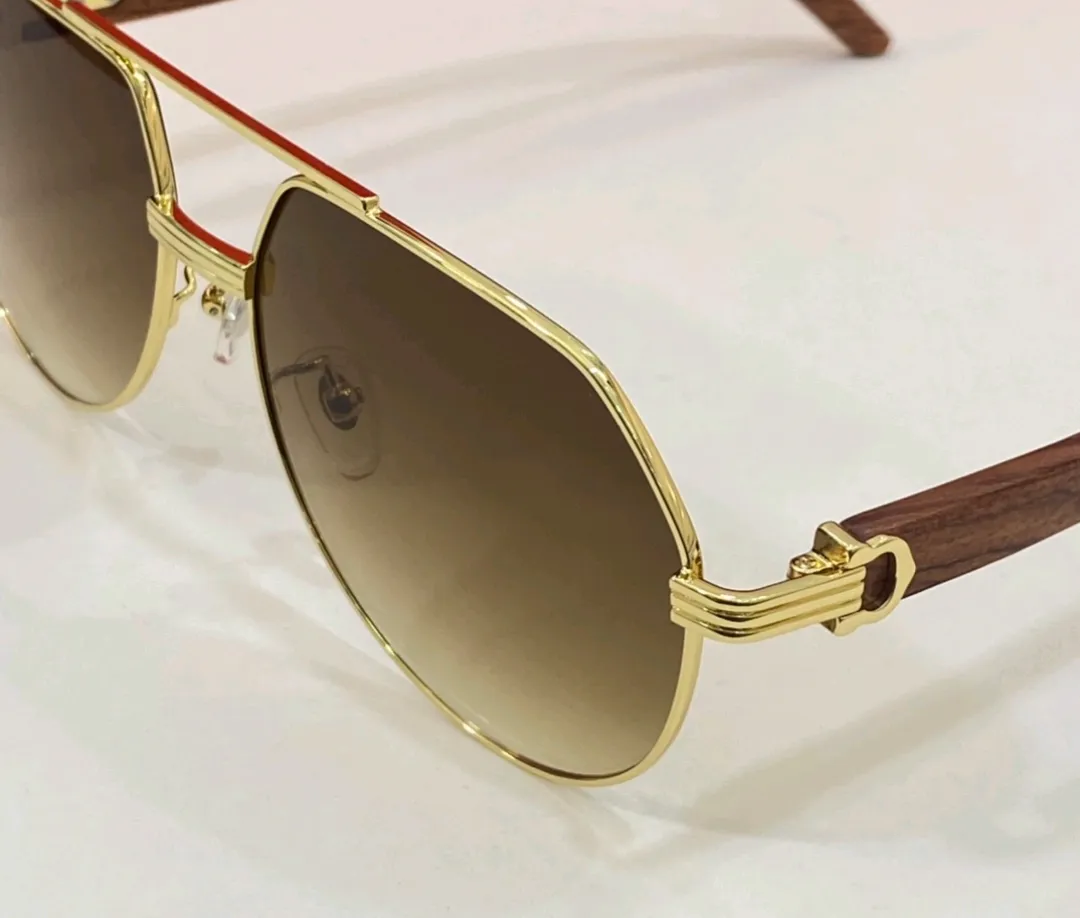 Gold Wood Pilot Sunglasses for Men Brown Gradient Sun Shades Driving Glasses occhiali da sole firmati UV400 protection Eye wear Su213Y