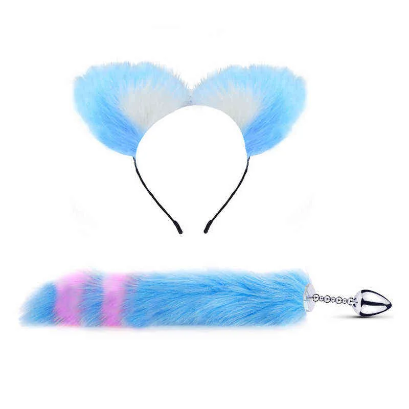 NXY Anal Toys Metal Wtyczka Long Fox Cat Tail z uszy kotów Opaski na głowę tyłek seks dorosły dla kobiet mężczyźni pary akcesorium gier 12073276138