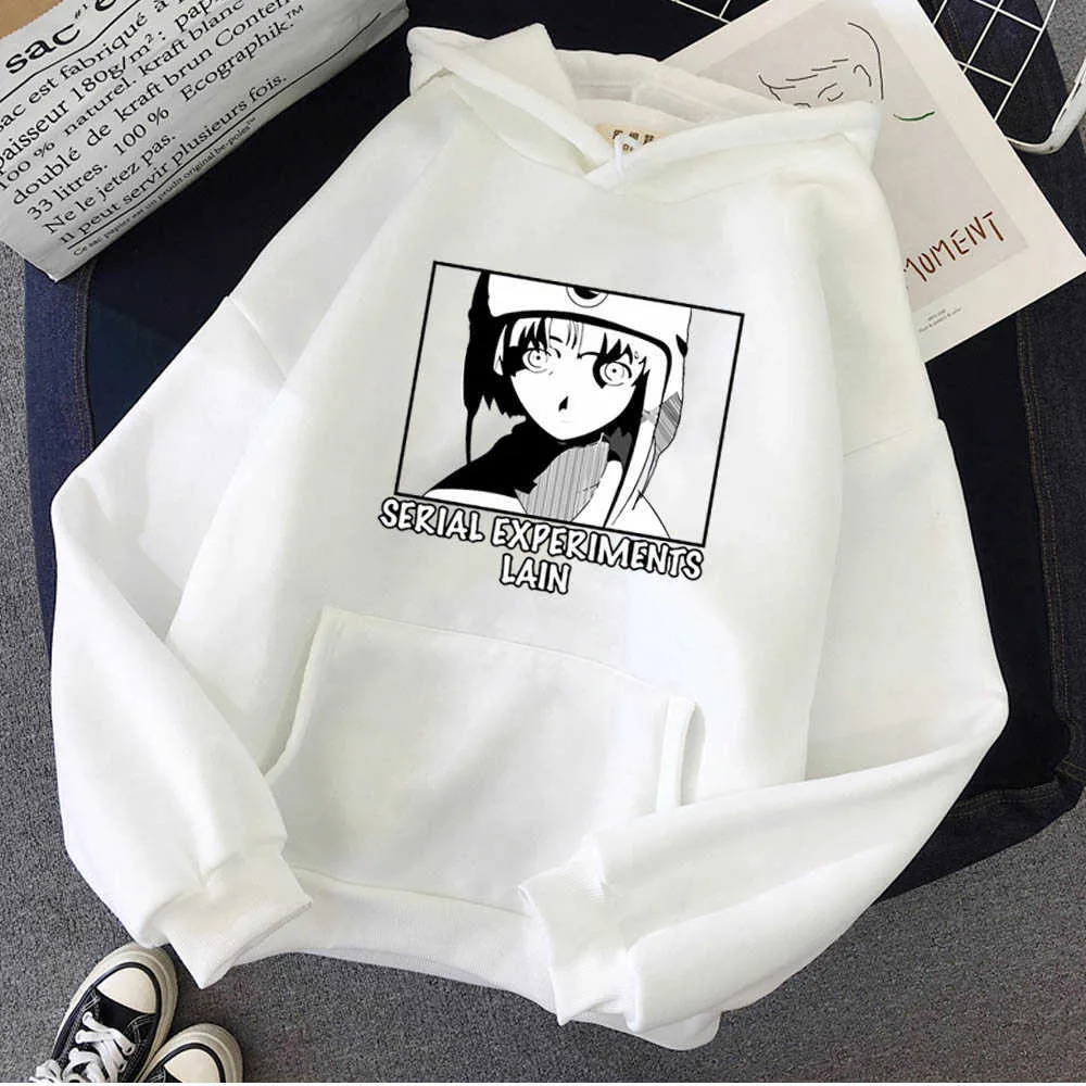 Expériences en série Lain Print Anime Femmes Hommes Sweat Kawaii Hoodies Y0804