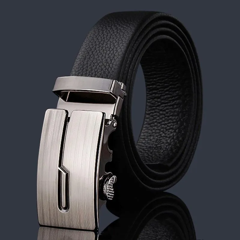 Cinturas de cuero para hombres Cinturón Trasa de cuero con más fácil stap de moda de hebilla ajustable jeans para hombre Cowboy250m