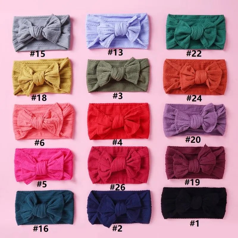 PCS BORN BABHIGHARD RIBBED BOW HEADBAND CABLE KNIT WIDE NYLON ELASTIC HAIR BAND SHOWER GIFT PO PROPSアクセサリー267E