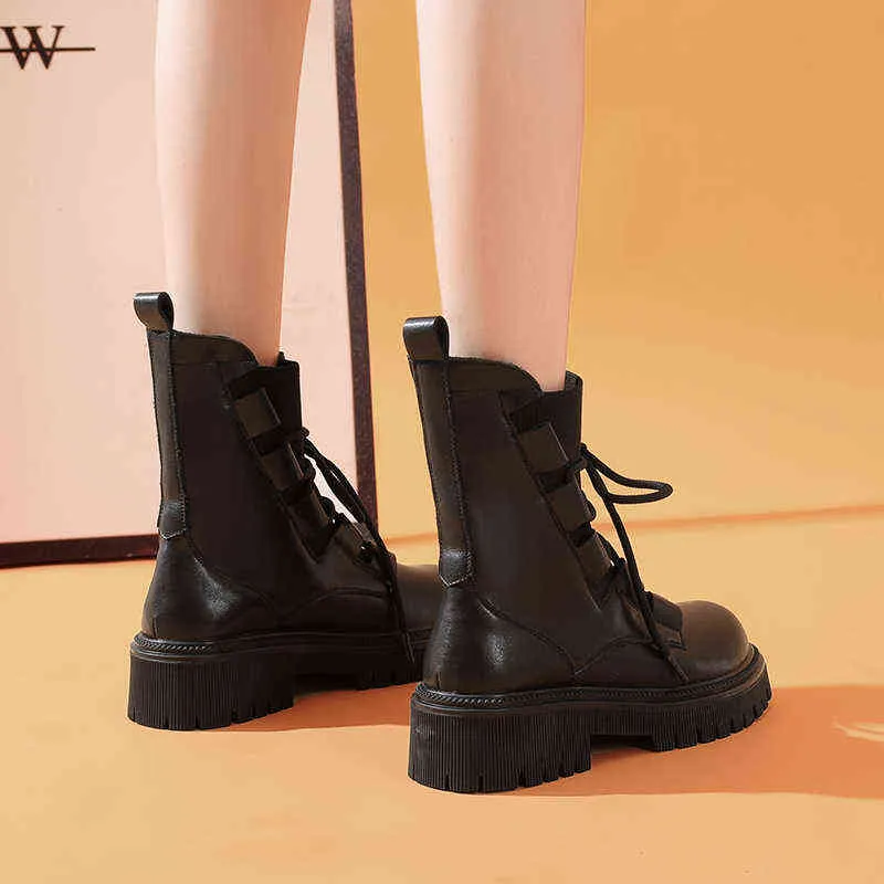 Sapatos de vestido Rizabina Rizabina Botas de tornozelo de couro para mulheres Plataforma de moda Inverno Mulher quente Boot Escritório Senhora Calçado tamanho 35-40 2 9