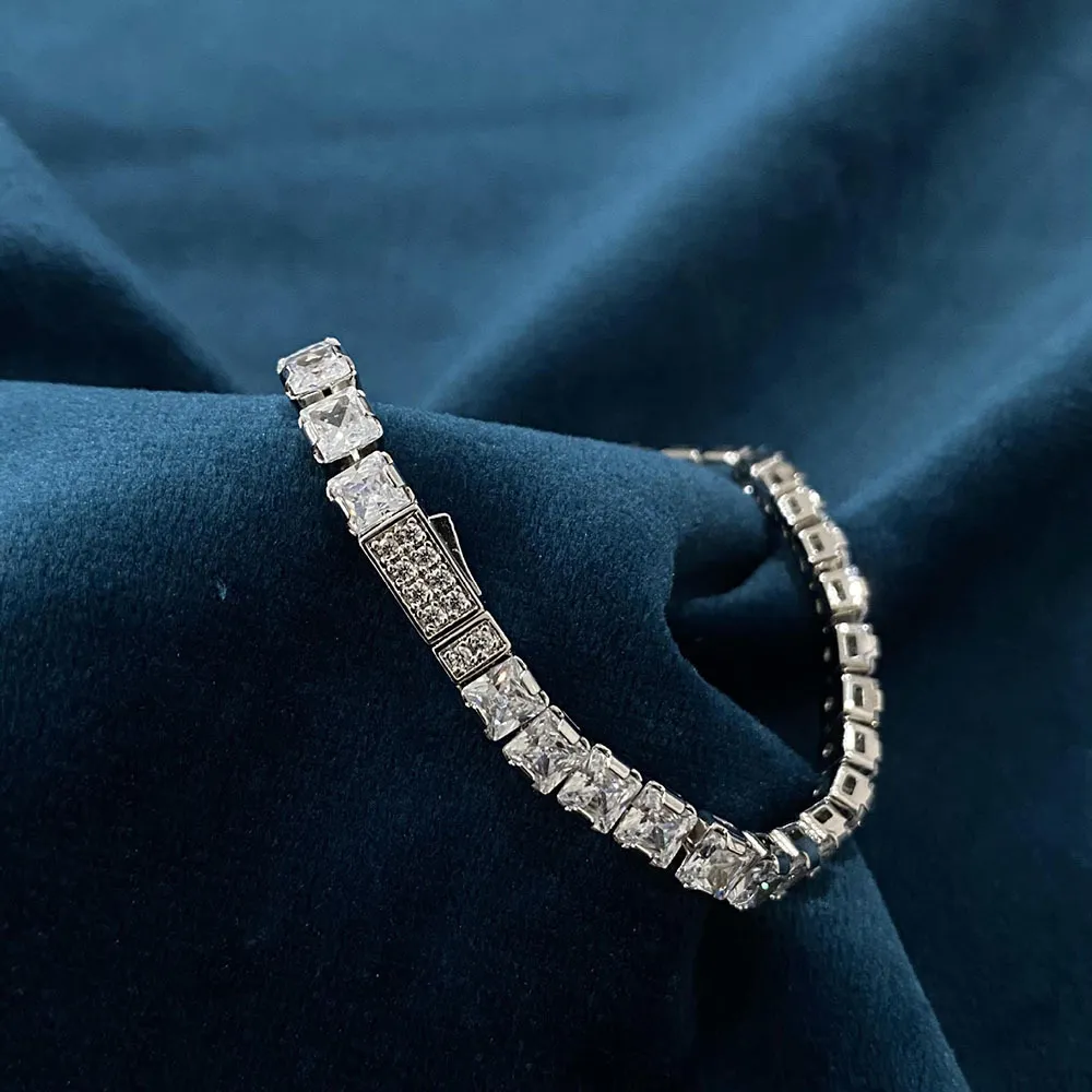 Classico argento sterling 925 44mm simula il diamante creato con filo di moissanite braccialetto da sposa le donne gioielleria raffinata regalo 16CM753222W