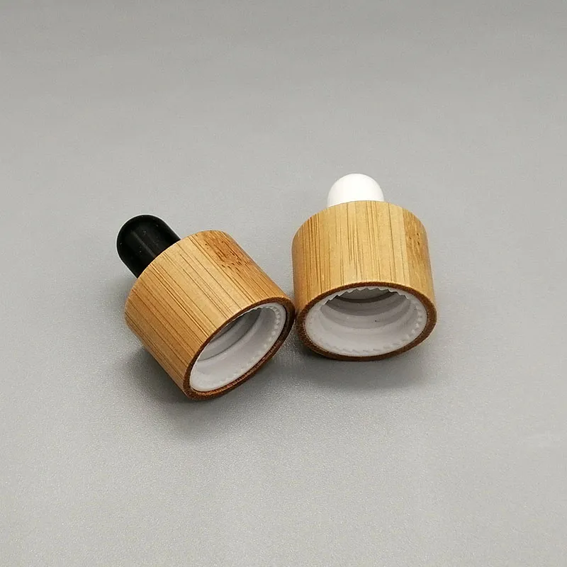 18mm cosmétique verre bouteille compte-gouttes bouchon écologique en bois bambou couverture pipetage couvercle bouteilles d'huile essentielle haut 18/415