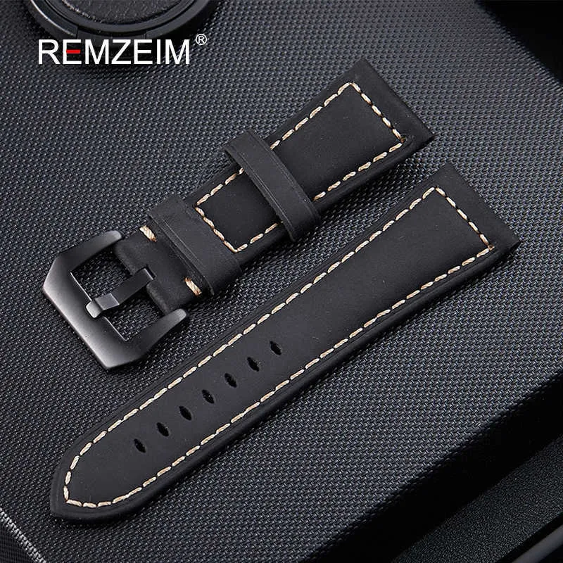 Watchbands 20 22 24 26mm Genuine Leather Dark Brown Black Man Women Handmade Vintage Scrub Wrist Watch Band Strap Metal Buckle T19199G