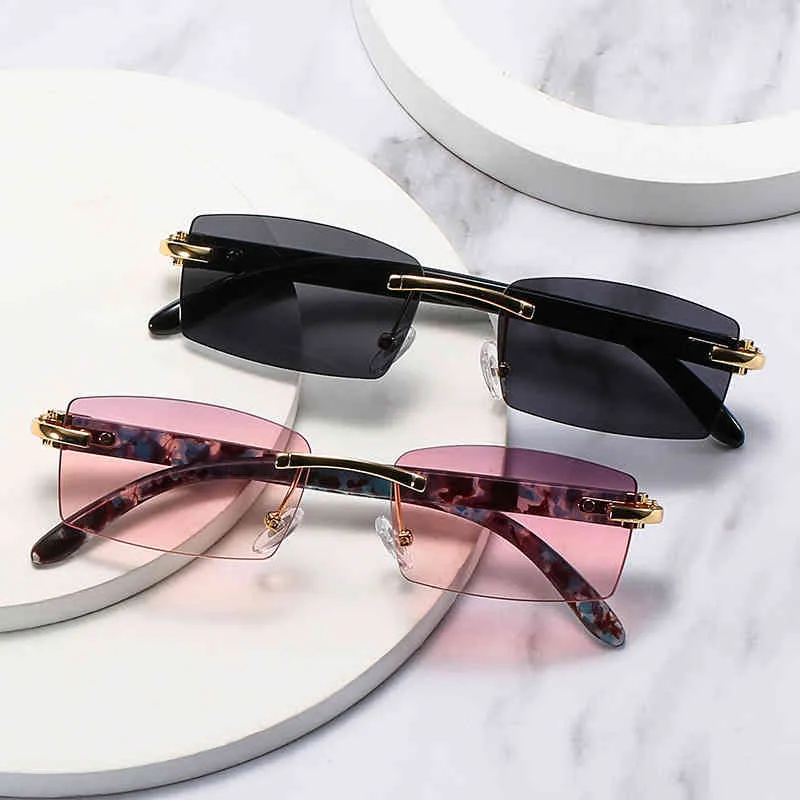 Hochwertige modische Sonnenbrille 10% Rabatt auf Luxusdesignerin neuer Männer- und Frauen -Sonnenbrille 20% Rabatt auf Box Randless Trend Corner Cut Brille Persönlichkeit Gelee Farbe Frauen Frauen