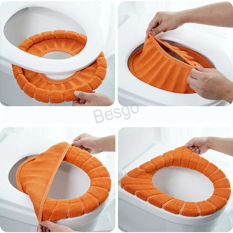 Housses de siège de toilette en peluche hiver garder au chaud sièges de toilette maison Portable anti-dérapant commode coussin couverture salle de bain décoration accessoires BH5727 WLY