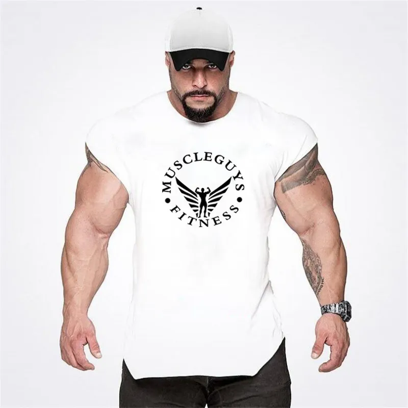 MuscleGuys Zomer Merk Gymscholen Kleding Strakke Vest Heren Fitness Mouwloos Shirt Homme Gyms Tank Top Mannen Workout Muslce Top 210421