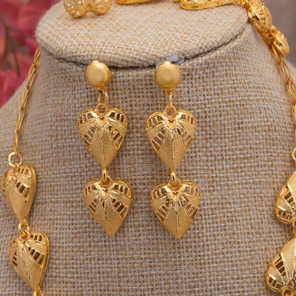 24k set di gioielli in oro Dubai donne Regali da sposa africana Orecchini da focolare le ore di matrimonio da sposa