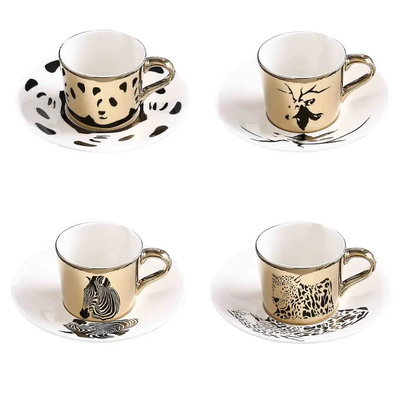 Muggar 250 ml keramik leopard anamorphic cup spegel reflektion tiger zebra mugg kaffete med coastermugs272w