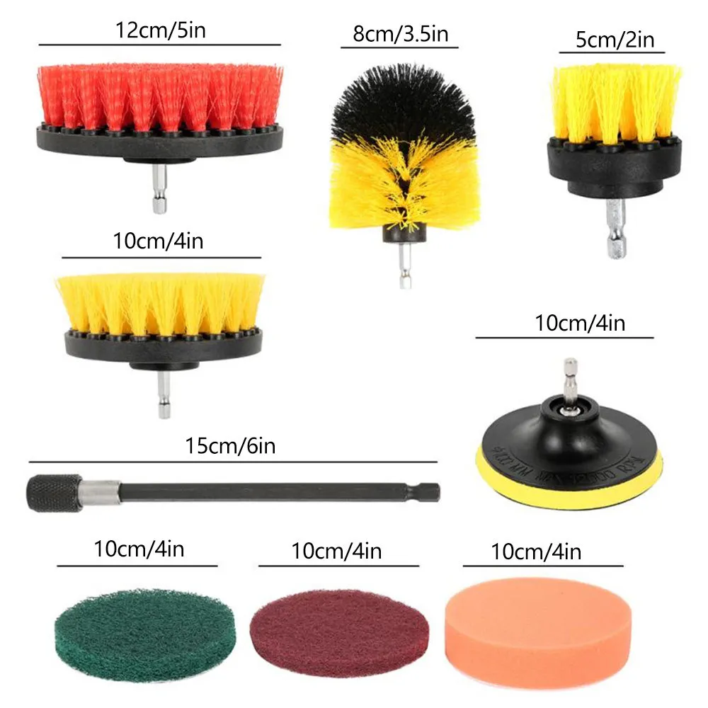 19 st borrborste bilagor Set Electric Borr Brush Scrub Pads Grout Power Borrar All Purpose Power Scrubber Cleaning Tools 210215K