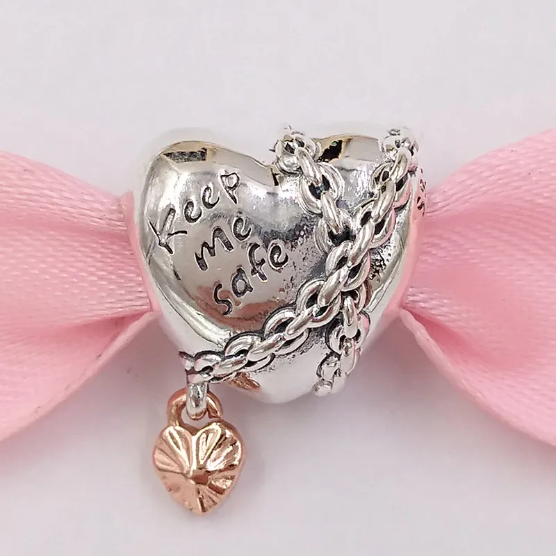 925 Sterling Silver mothers day jewelry making kit pandora Chained Heart DIY charm strand bracelets anniversary gift for her women chain bead bangle necklace 788344