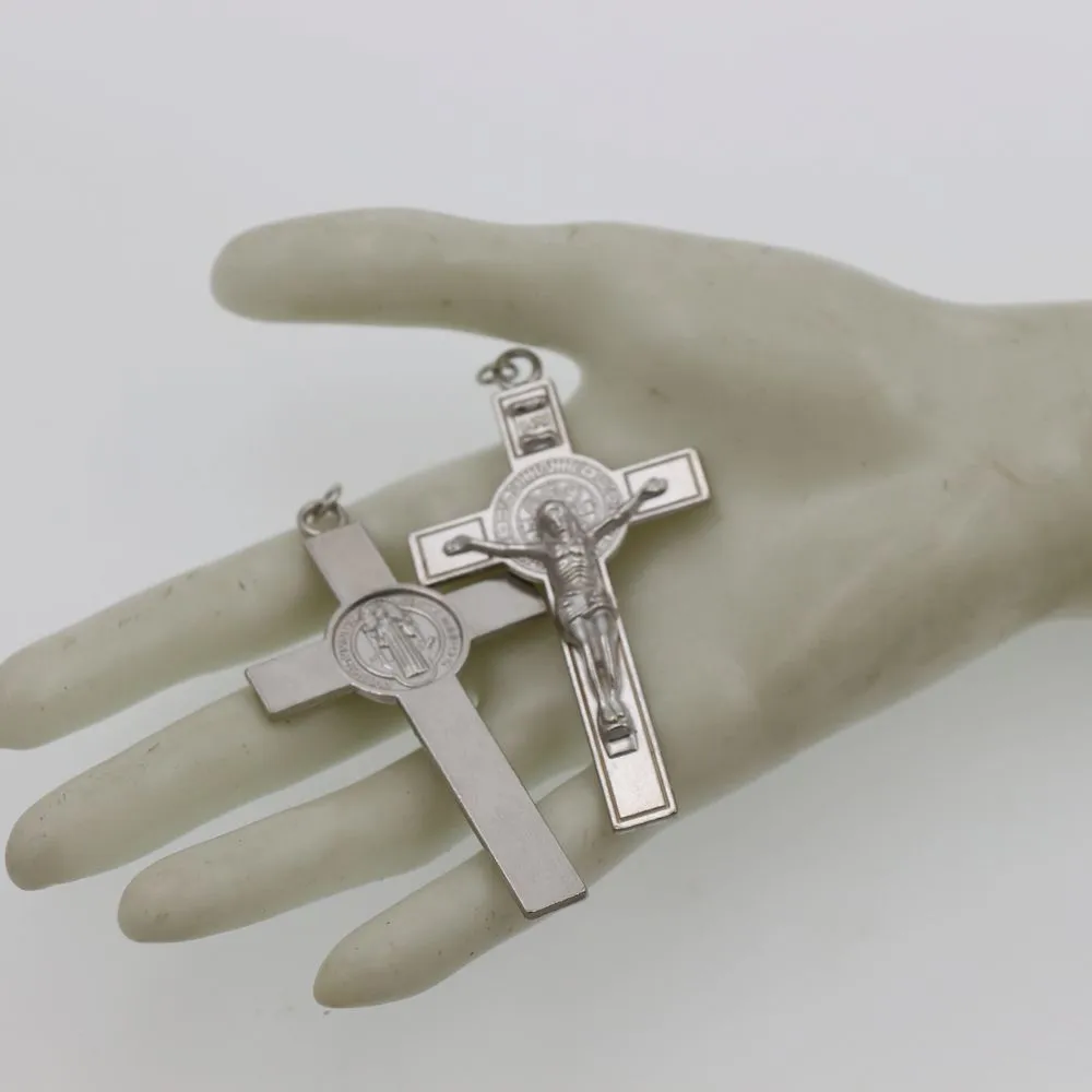 20st Katolisisme Benedict Medal Cross Charms Crucifix Pendant Handmade Antique Silver Gold Black Pendants smycken Fynd Compon192s