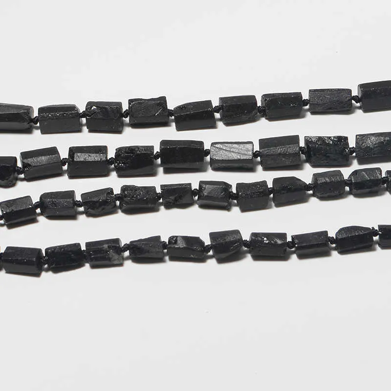 Tourmaline noire minérale brute naturelle, véritable, irrégulière, coupée à la main, forme de pépite, perles à facettes mates, amples, rugueuses, 6-8mm, 15 pouces