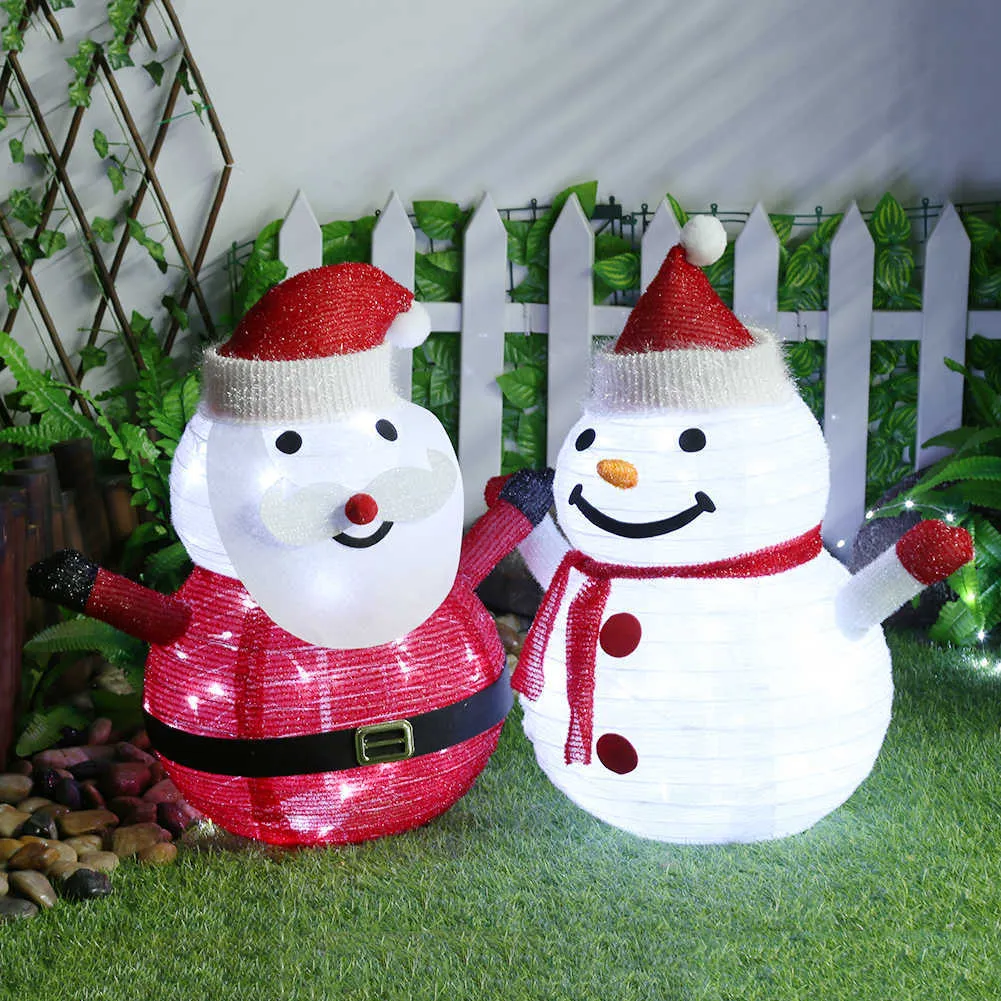 Extérieur Jardin Décoration Noël Bonhomme De Neige LED Lampe Maison Ornements De Noël pour l'année 2022 Jardin Paysage Pelouse Lampe 211012