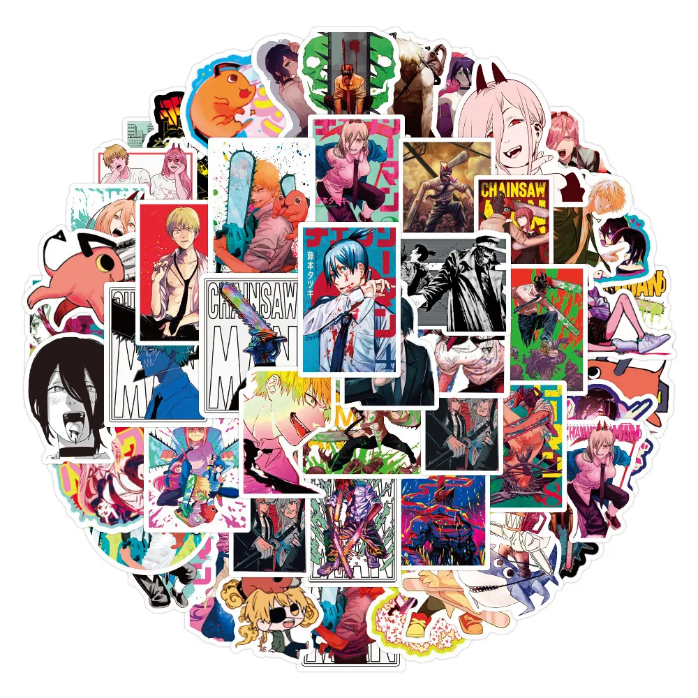 Auto Sticker 10/50 Stks Anime Stickers Kettingzaag Man Graffiti Vinyl Decals Voor Laptop Koelkast Koffer Skateboard Telefoon Sticker Bom Waterdicht