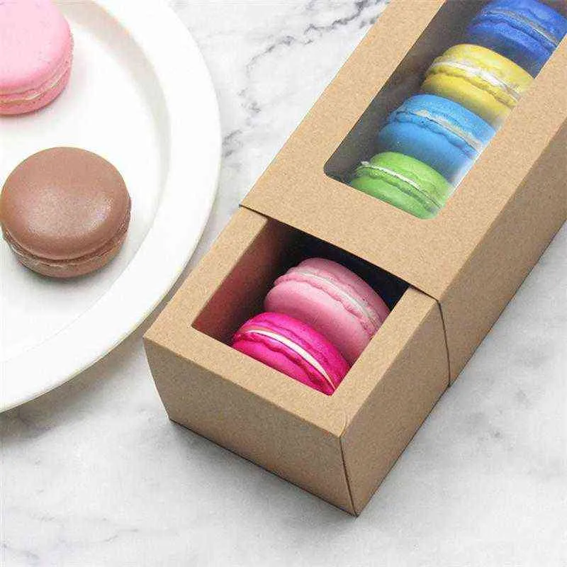 Boîtes à macarons en PVC avec fenêtre transparente, boîte d'emballage en papier, conteneurs à biscuits pour magasin de desserts à domicile H1231 10 pièces