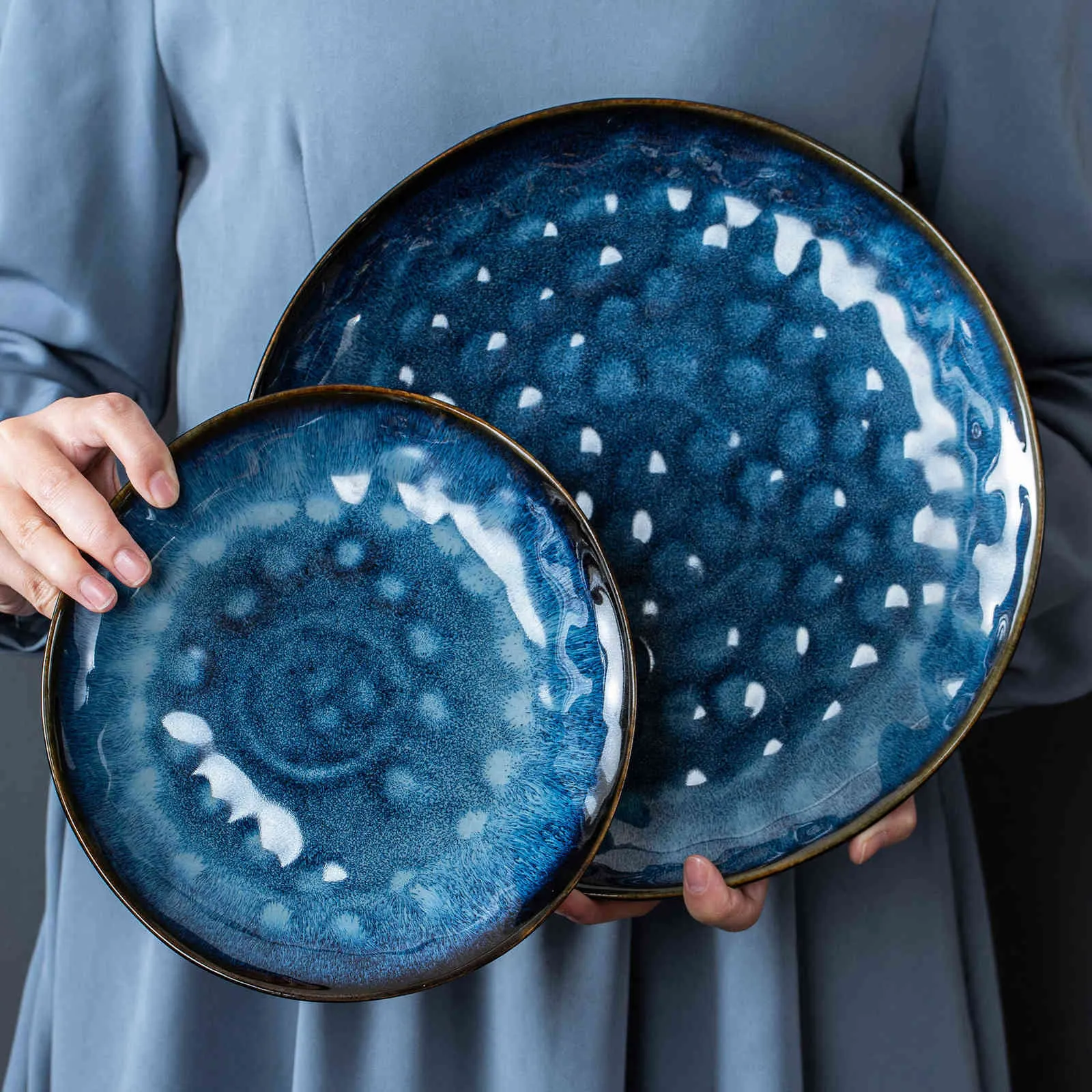 Vancasso estrelado 122436 peça conjunto de jantar estilo vintage cerâmica azul stoare conjunto de talheres com prato de jantar sobremesa platebowl 21078911015
