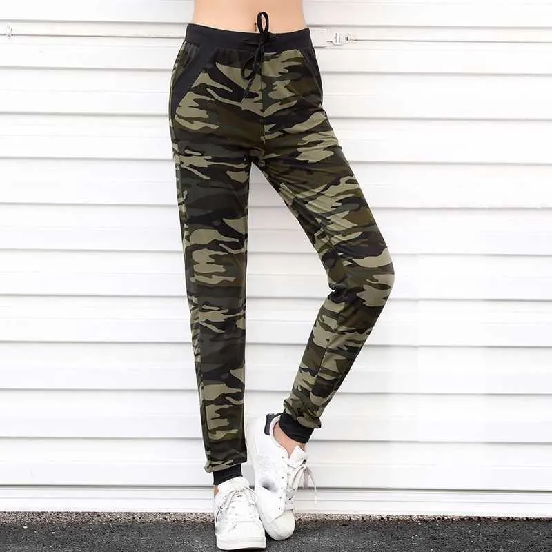 Aosheng Camouflage Joggers Kobiety Spodnie dresowe Harem Camo Spodnie Sznurek Pantalone Mujer Luźna Dorywcza Kobieta 210925