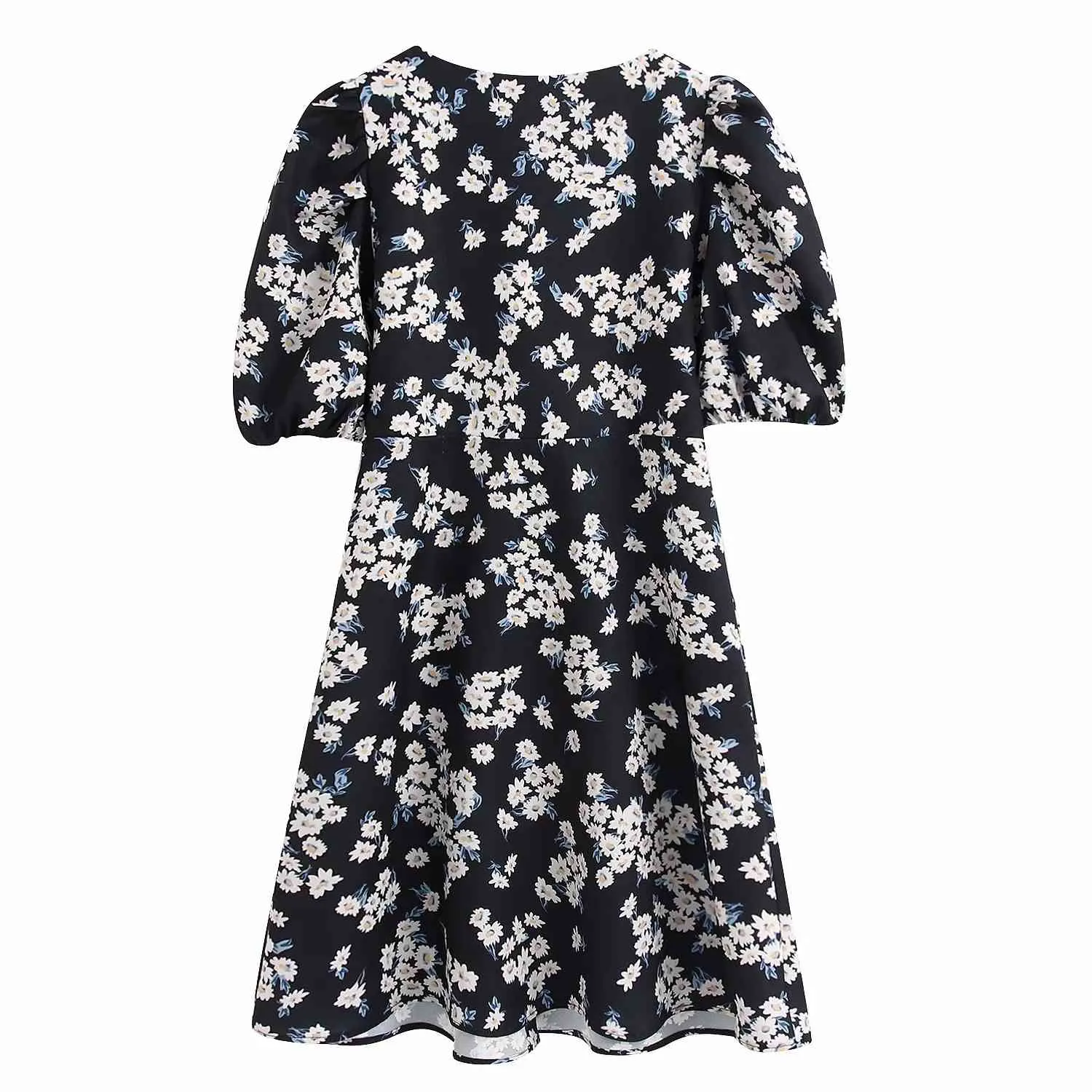 White casual short dress summer women floral print dress holiday boho beach dress vestidos v neck sundress 210415