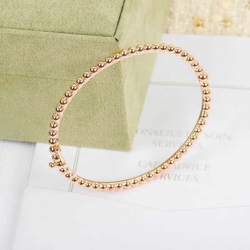 2022 Topmerk Pure 925 Sterling Zilveren Sieraden Luxe Merk Rose Gouden Kralen Bangle Bruiloft Sieraden Rond Klassieke Bangle1953885