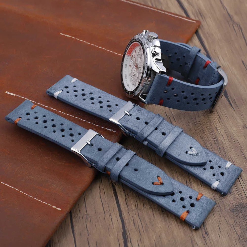 Onthevel Leather Watch Strap 18mm 20mm 22mm 24mmグレーカラーウォッチバンドクイックリリースウォッチバンド交換H0915