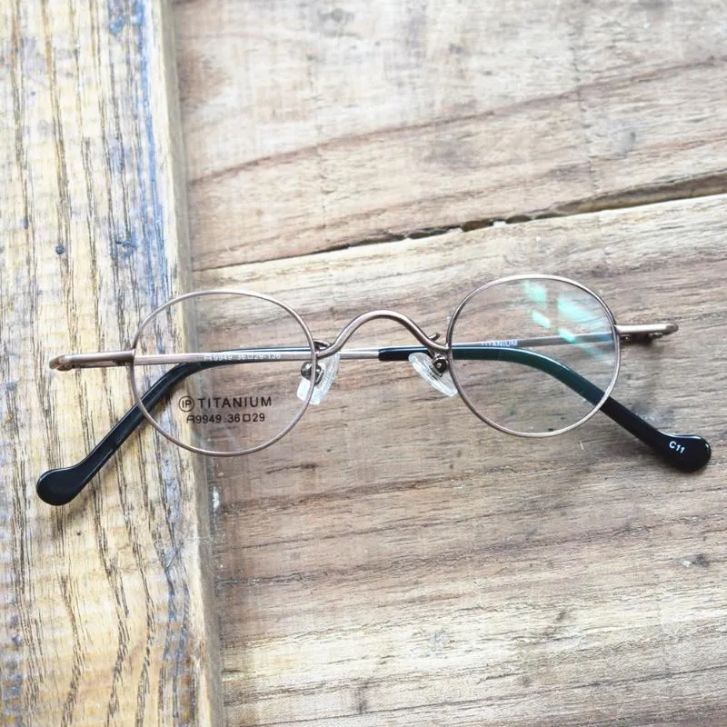 Vintage małe owalne okrągłe czysty tytanowe ramy okulary