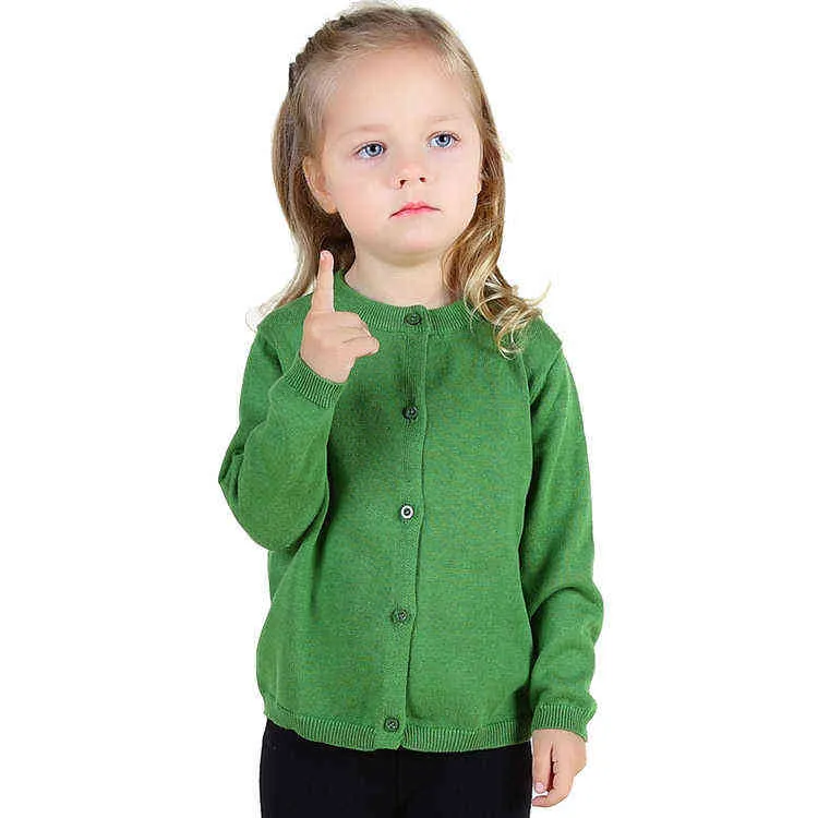 Baby Children Clothing Boys Girls Candy Color Knitted Cardigan Sweater Kids Spring Autumn Cotton Outer Wear 211201