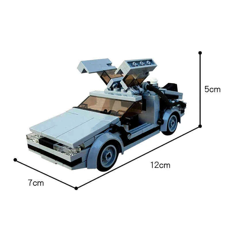 MOC High-Tech Auto terug naar de toekomst Tijdmachine Bouwstenen Delnemende Snelheidsvoertuig Supercar Bricks Toy voor Kinderen Kid AA220303