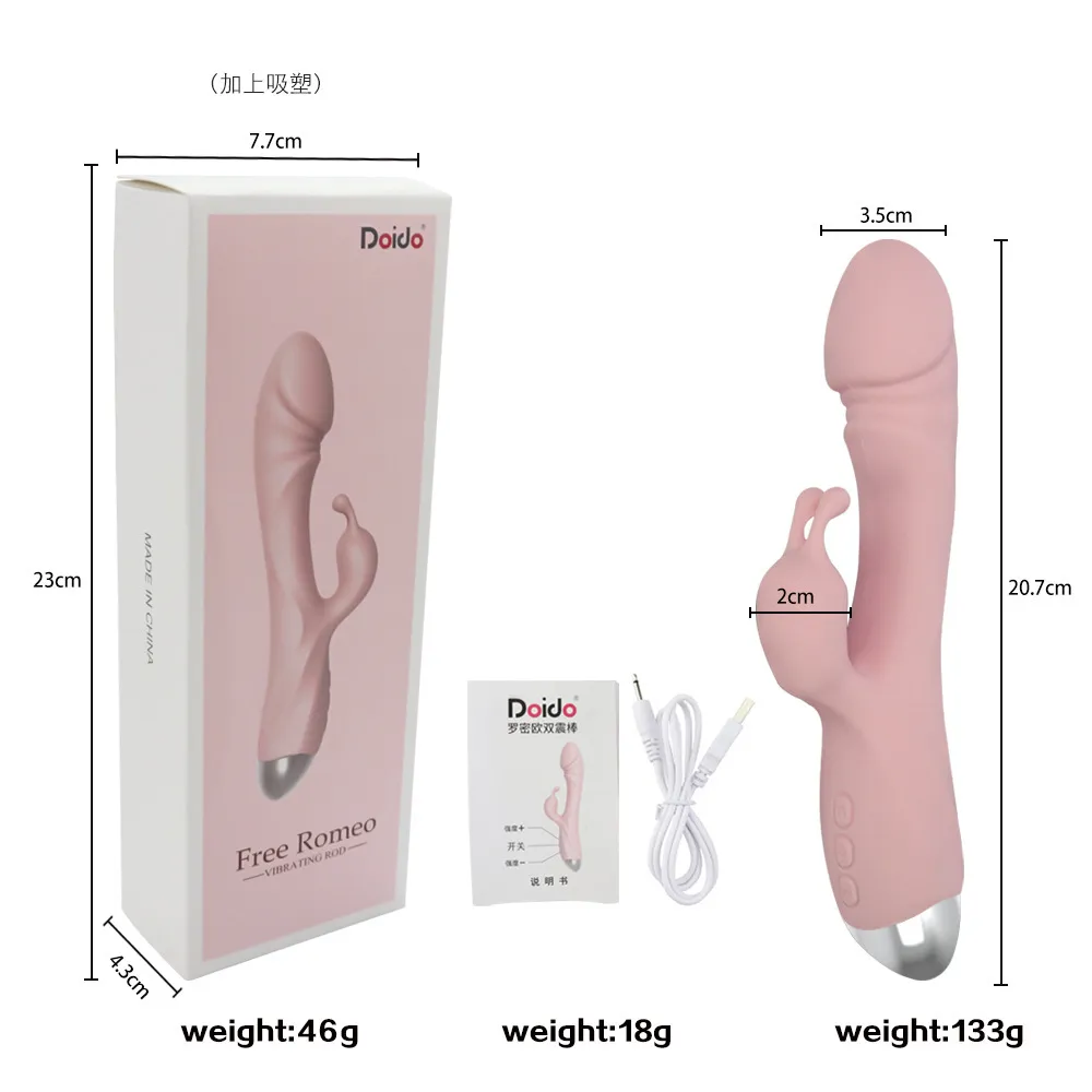 Vagina gspot dildo kanin dubbel vibrator för kvinnor klitoris stimulering vibrerande kvinnlig masturbator vuxen massager 2106185400449