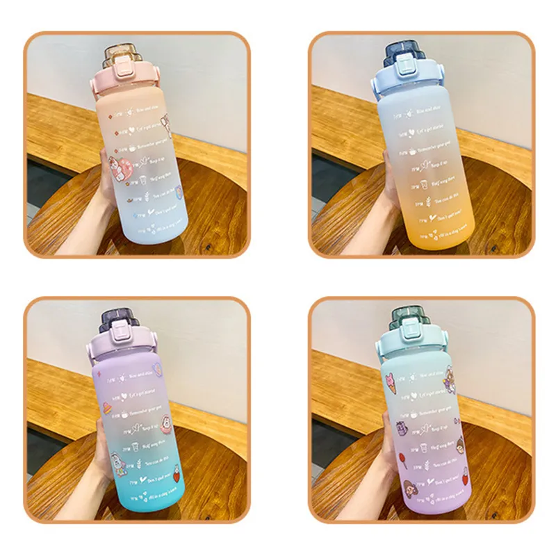 Garrafa300P 2000 ml Sportwasserflasche für Reisen, tragbar, auslaufsicher, Trinkgeschirr aus Kunststoff, BPA, Fitness, Fitnessstudio, Protein-Shaker