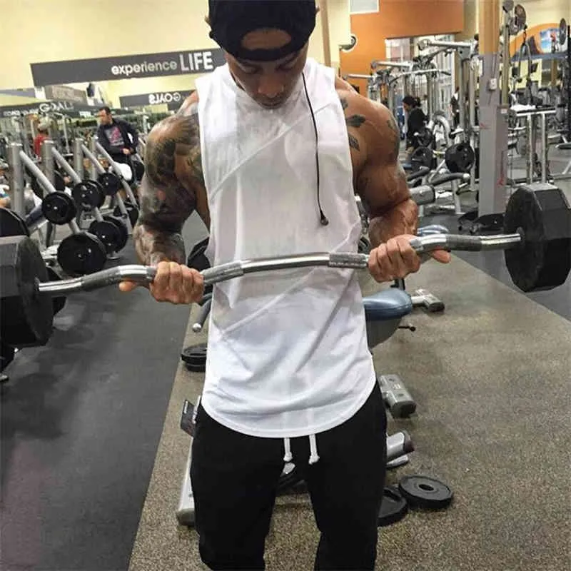 Muscleguys Summer fashion gyms brand bodybuilding tank top cotton Patchwork Mesh muscle shirt Fitness men's sleeveless vest 210421