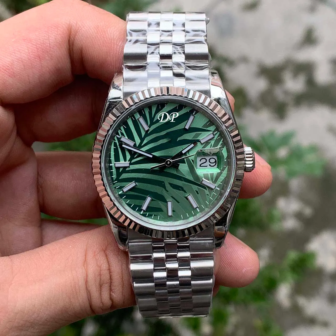 2021 Nouveau modèle 36 mm Unisexe Watch Olive Green Palm Leaf Modèle Top Quality Quality BP Factory 2813 Automatic Movement Watches Préside323C