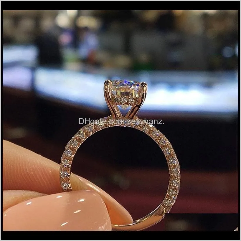 womens designer ring romantic zircon shining rings round stone wedding bridal fashion jewelry engagement rings for women