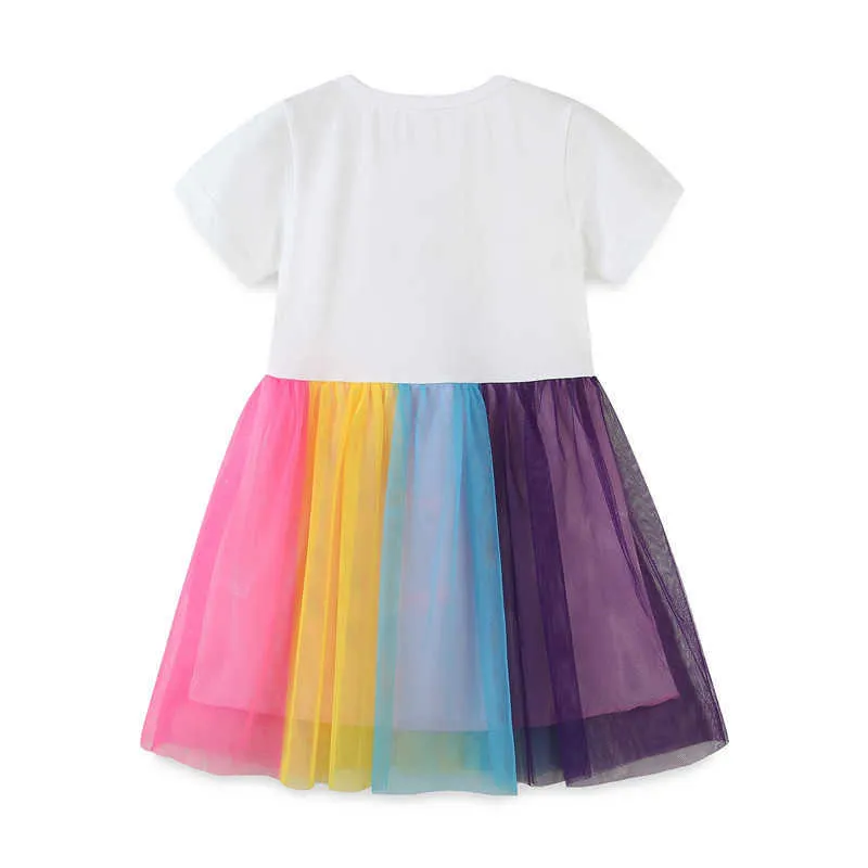 Прыжки метров прибытия Принцесса Девушки Платья для продажи TUTU Party Baby Unicorn платье Милый малыш день рождения одежда 210529