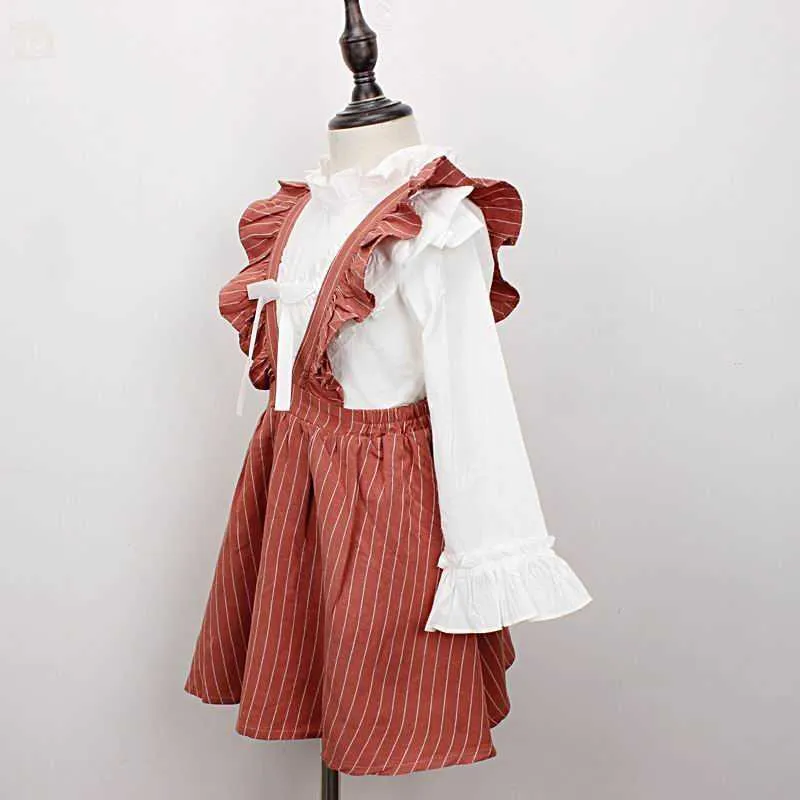 Robe d'été en gros pour filles Stripe Flare Sleeve Cotton Strap Vêtements pour enfants 2-6T LT004 210610