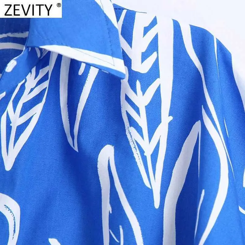 Zevity Femmes Mode Floral Print Chemise courte Lady Ourlet irrégulier Noué Plissé Kimono Blouse Roupas Chic Crop Blusas Tops LS9392 210603