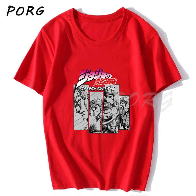 Jojos Bizarre Adventure Vintage Мужчины Манга Футболка Harajuku Streetwear Хлопок CamiSetas Hombre Vaporwave Япония аниме рубашка 210629