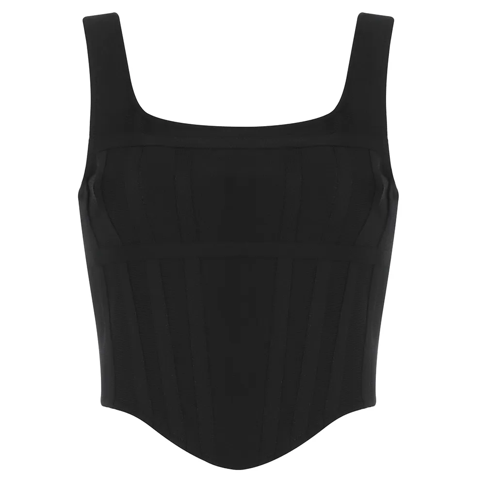 Elegante Weste Crop Top Frauen Kleidung Bandage Tops für Sexy Sommer Party Club Korsett Tank 210525