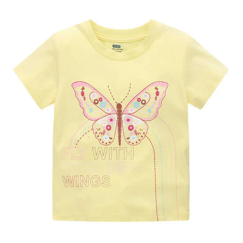 Jumping Meters Summer Children's Tees For Baby Girls T shirts Cotton Cloud Print Fashion Cute Kids Short Sleeve Tops Shirts 210529