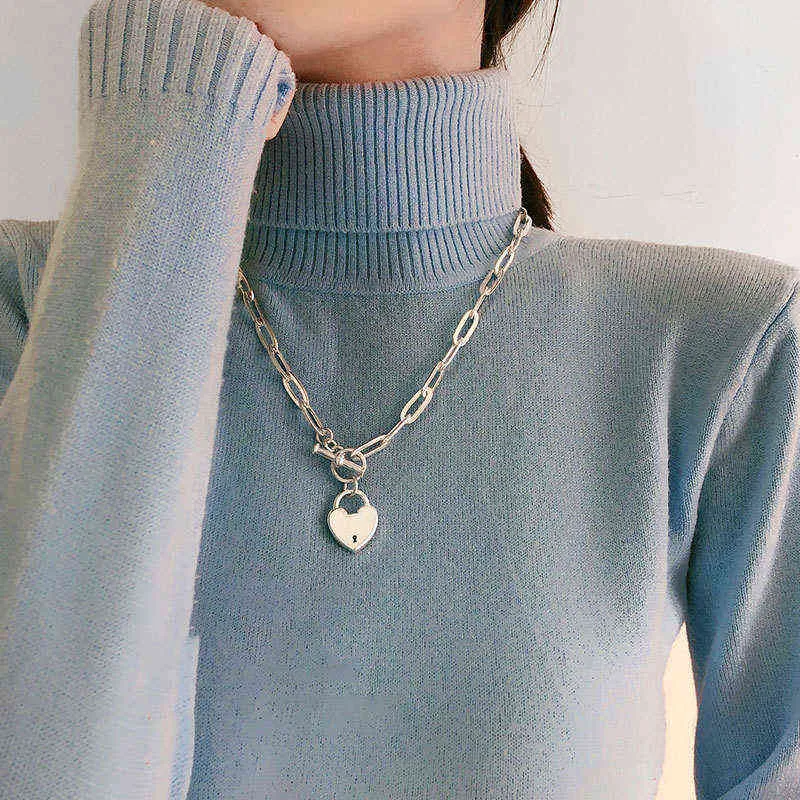 VentFille 925 sterling argento maglione collana ot fibbia accessori nuovo trendy elegante creativo amore cuore design party y1204