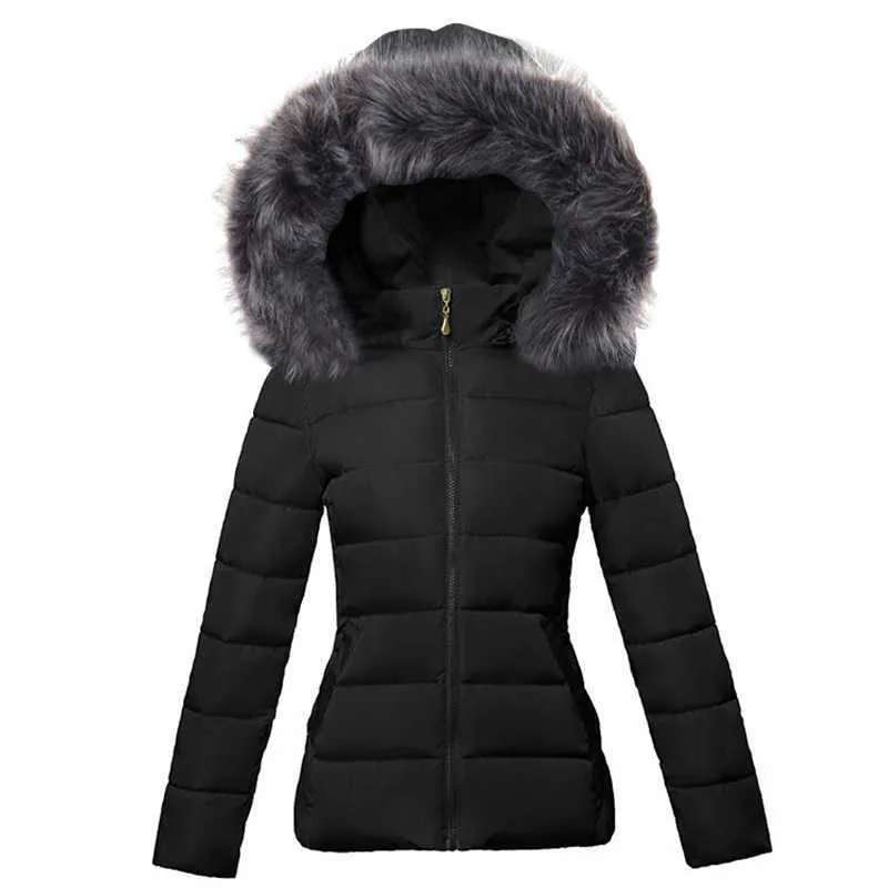 Big Fur European Fashion White Women's Jacket Plus size 6XL Woman Parkas Female Warm Winter Coat Hooded Women Outerwear 211014