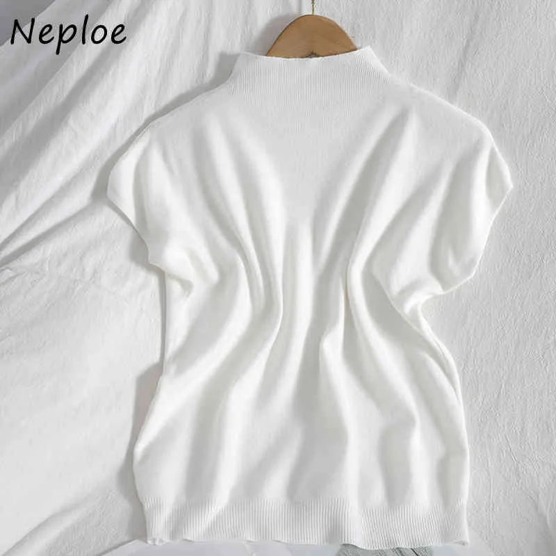 NELLOE O Pullover с коротким рукавом вязаный свитер Женщины Летняя конфета Цвет Pull Femme All Match Simple Sueter Mujer 210510