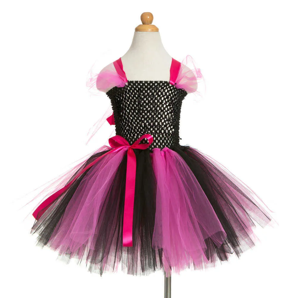 Clothing Sets Children's Halloween Girls Dress witch performance dress mesh puffy skirt send headdress