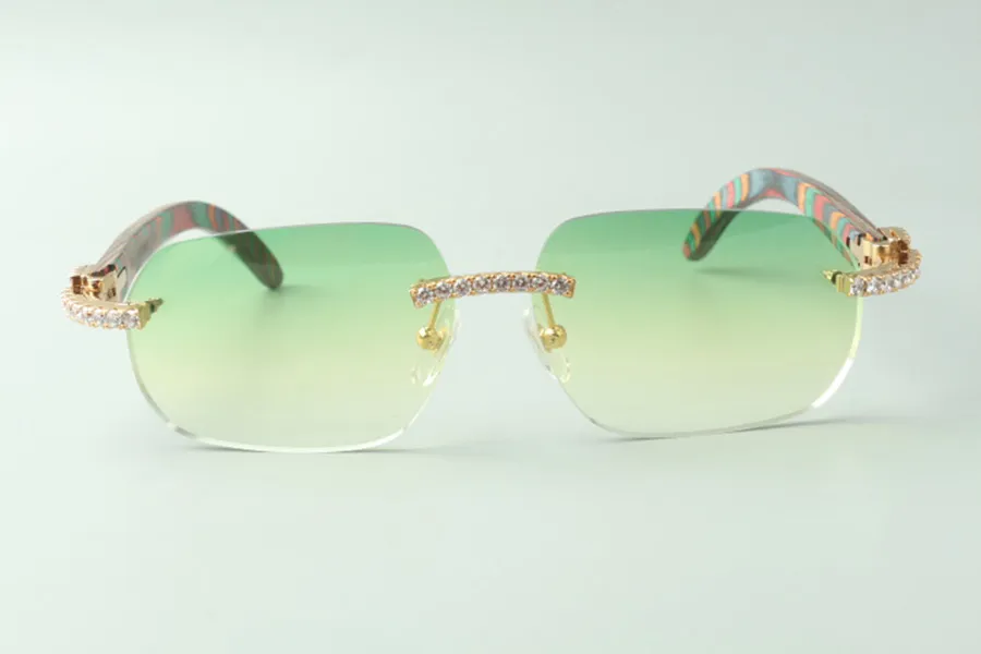 Gafas de sol Direct s con diamantes sin fin 3524024 con patillas de madera de pavo real, gafas de diseño de tamaño 18-135 mm233l