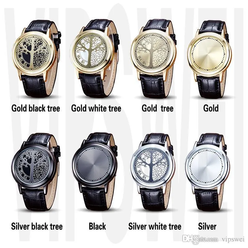 Unissex minimalista toque led grande árvore relógios moda homem e mulher casal relógio eletrônico casual display exclusivo o mais especial294s