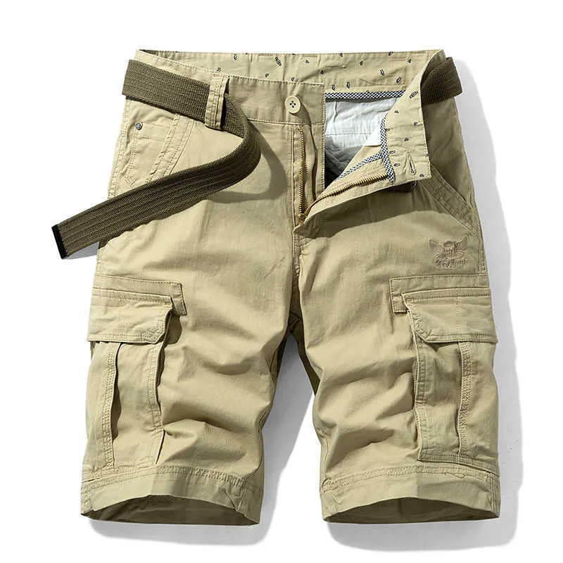 Mężczyźni Lato Tactical Cotton Cargo Spodenki Streetwear Kieszenie Casual Moda Luźne Kamuflażu Spodenki 28-38 210712