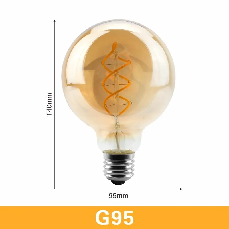 Ampul LED Filament Ampul C35 T45 ST64 G80 G95 G125 Spiral Işık 4W 2200K Retro Vintage Lambalar Dekoratif Aydınlatma Ayırılabilir Edison LA289C